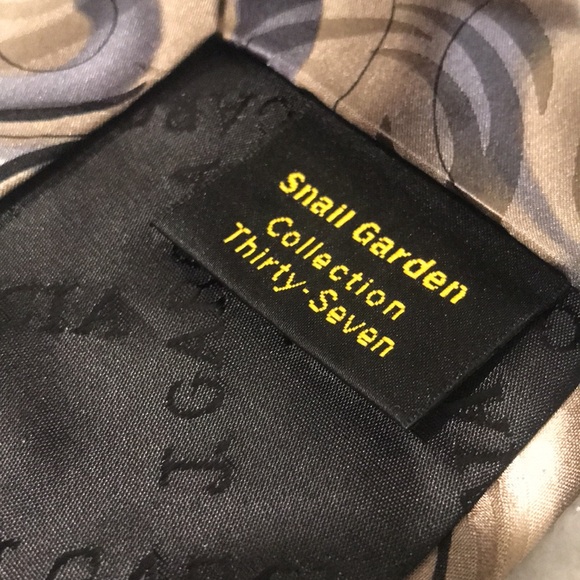 J Garcia Silk Tie Mens Gray Snail Garden Collection Thirty Seven Festival Artsy - Picture 3 of 7